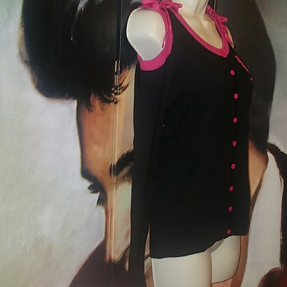 Too Fast Mythical Bird Tree Cardigan Cold Shoulder Pink Bows Owl Long Sleeve - Picture 8 of 8